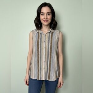 Jones New York Multicolor Striped Button-Down Shirt size M